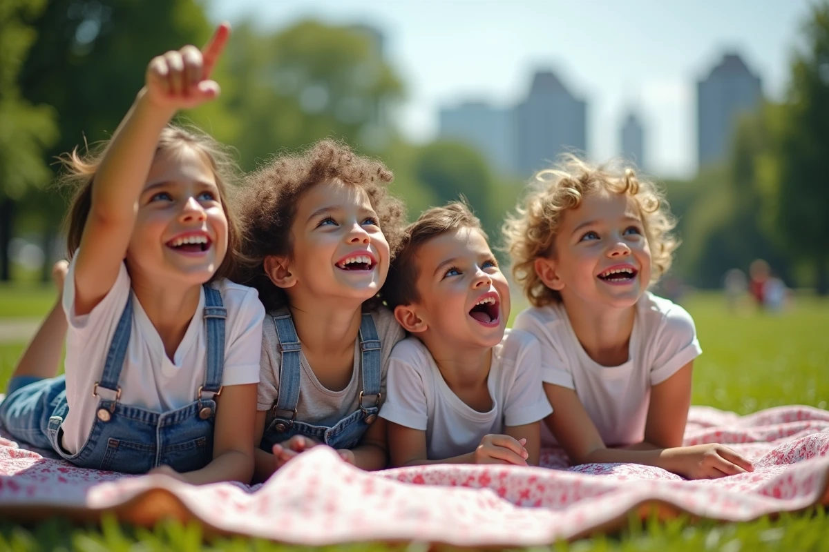 Enfants jouant dans un parc lors d’un pique-nique en été